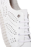 Women's White Lace-Up Patterned Leather Comfort Shoes | Derimod