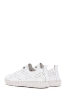 Women's White Lace-Up Patterned Leather Comfort Shoes | Derimod