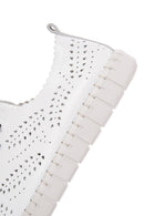 Women's White Lace-Up Patterned Leather Comfort Shoes | Derimod