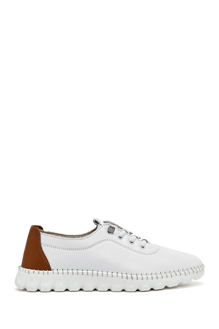 Women's White Lace-Up Leather Sneaker 26PFD500418 | Derimod