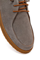 Kadın Gri Bağcıklı Süet Deri Comfort Ayakkabı | Derimod