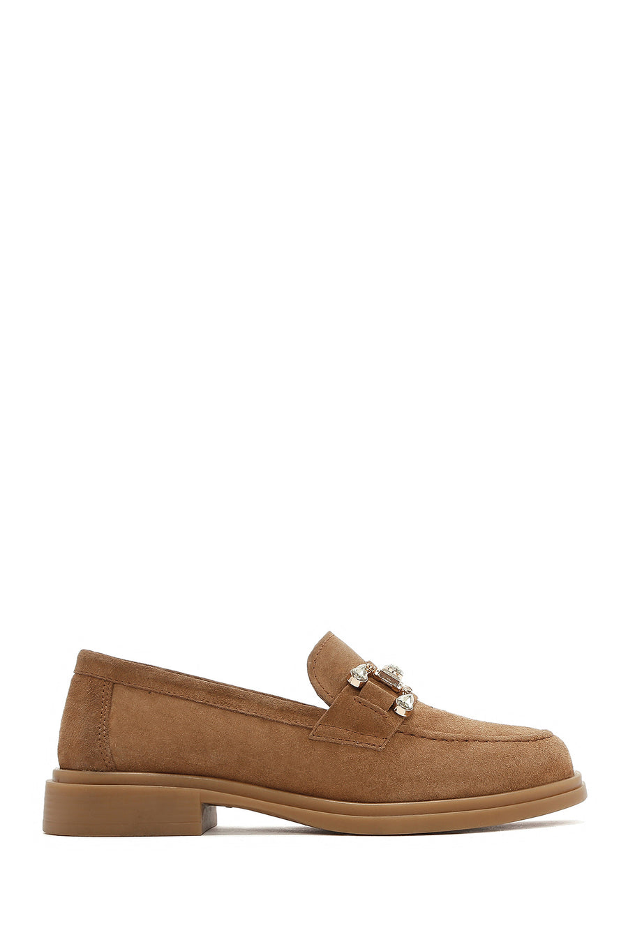Women's Tan Stone Suede Leather Masculine Loafer 26PFD510010 | Derimod