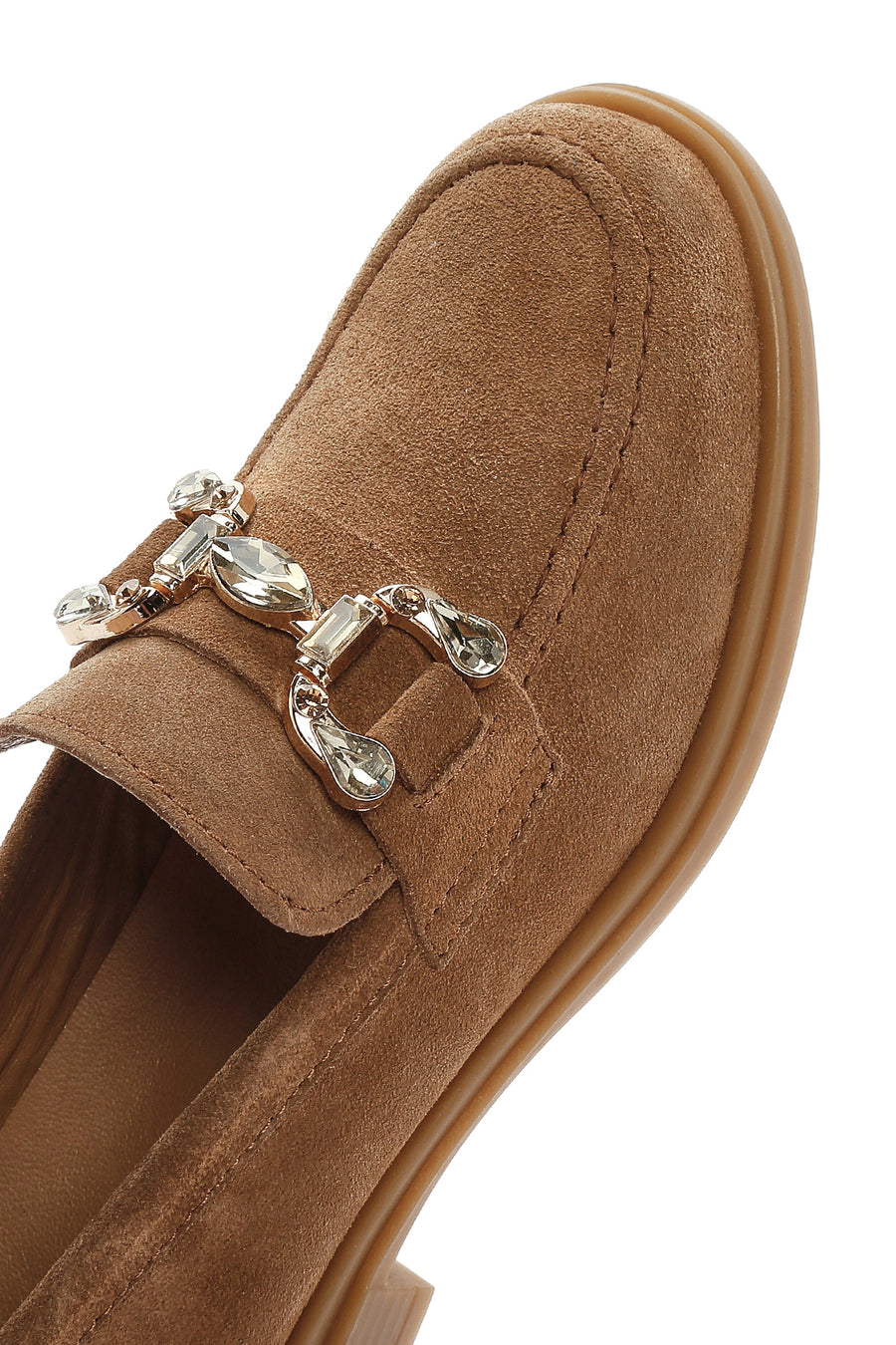 Women's Tan Stone Suede Leather Masculine Loafer