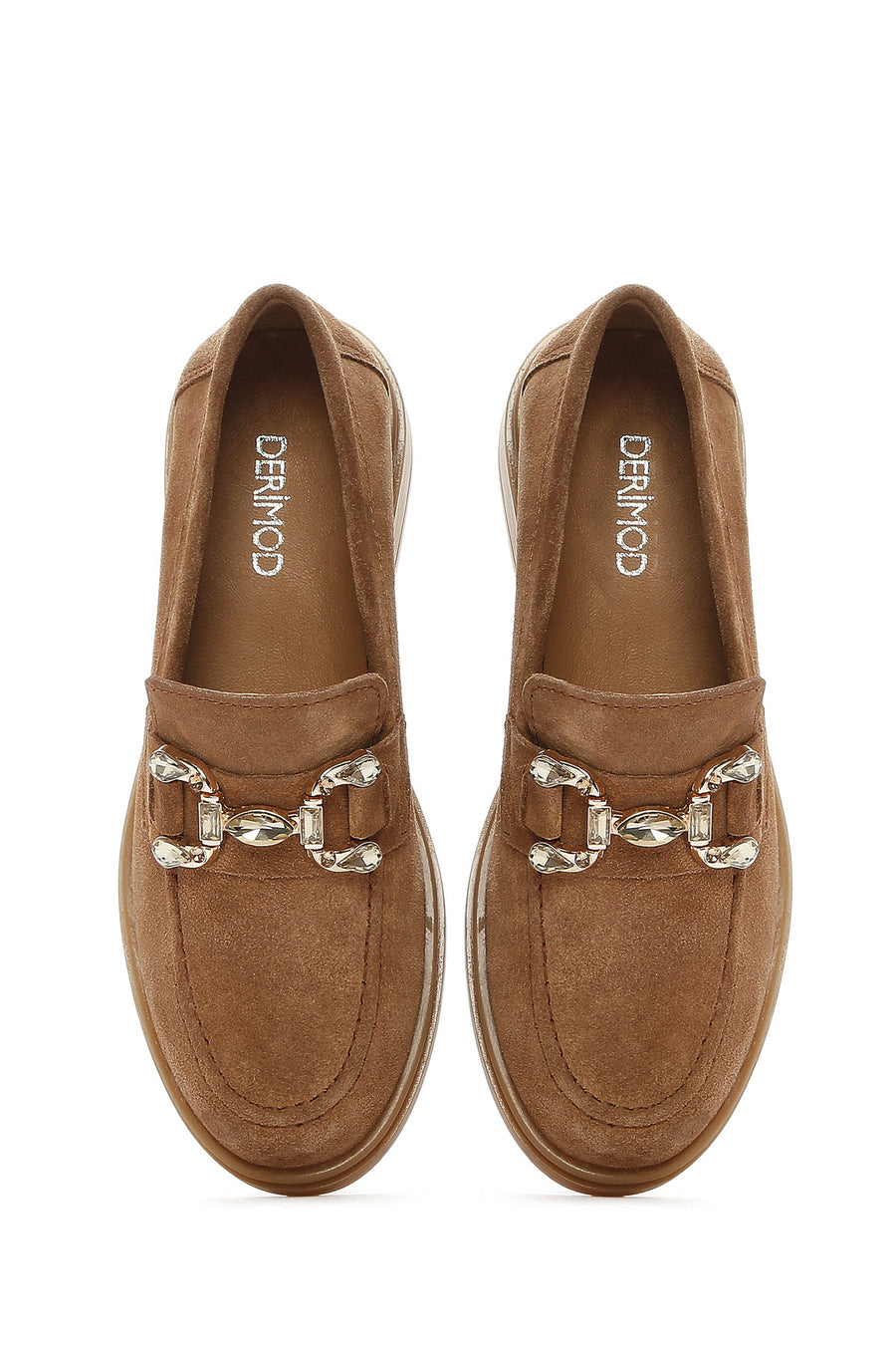 Women's Tan Stone Suede Leather Masculine Loafer