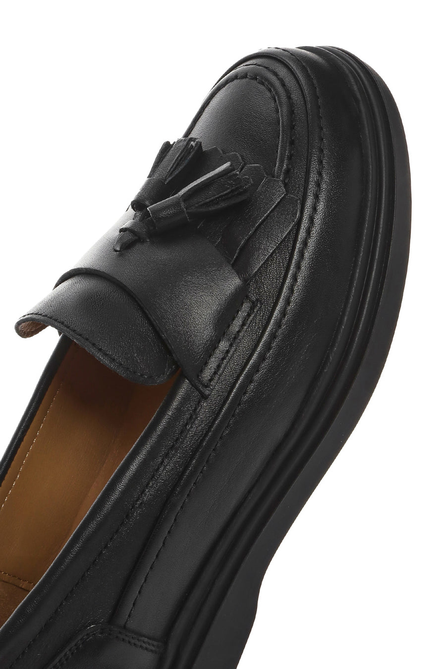Women's Black Tassel Leather Loafer