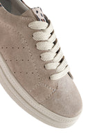Kadın Bej Bağcıklı Süet Deri Sneaker | Derimod