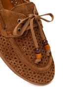 Kadın Taba Püsküllü Süet Deri Loafer | Derimod