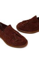 Woman Brown Tasselled Suede Loafer | Derimod