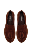 Woman Brown Tasselled Suede Loafer | Derimod