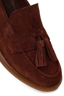 Woman Brown Tasselled Suede Loafer | Derimod