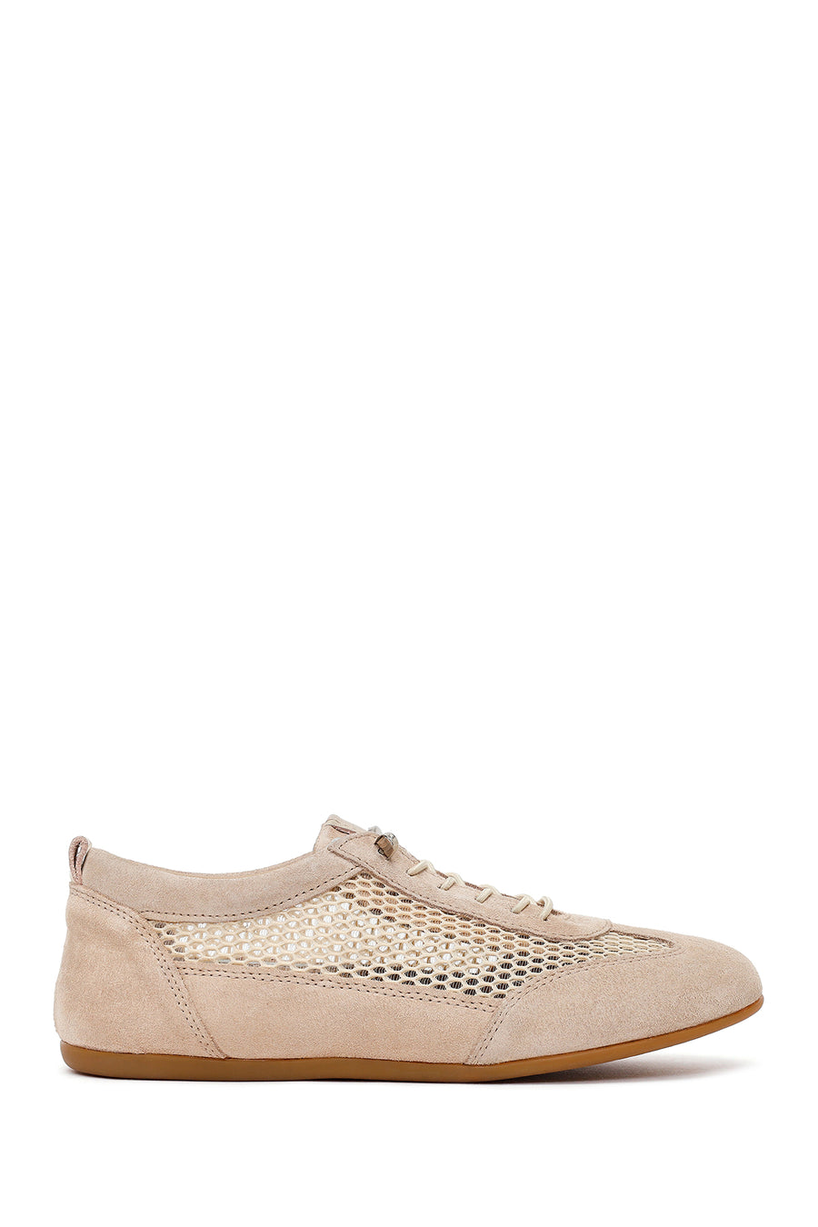 Woman Beige Lace-up Mesh Leather Sneaker 26PFD510914 | Derimod