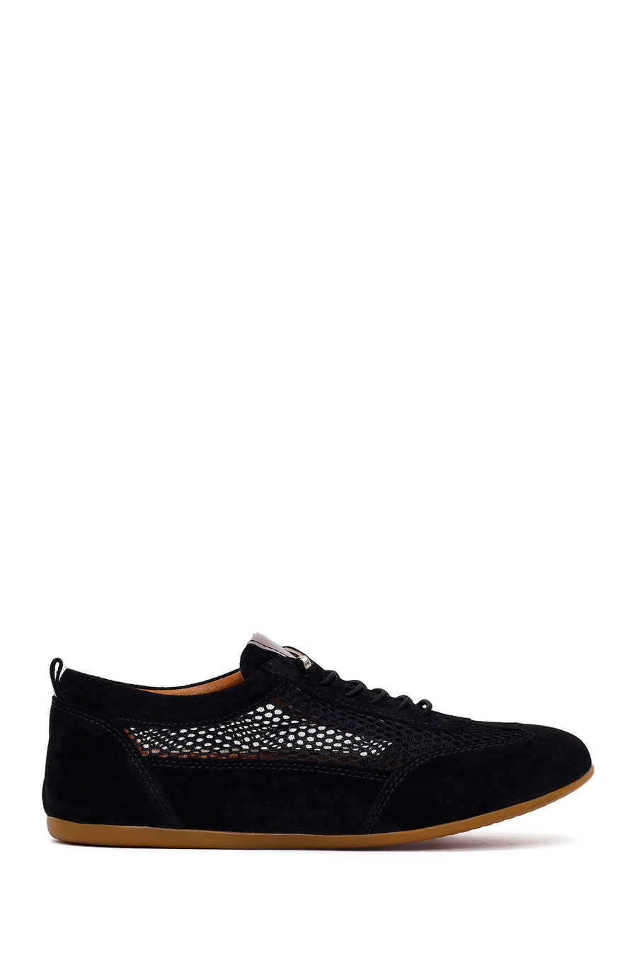 Woman Black Lace-Up Mesh Leather Sneaker 26PFD510914 | Derimod