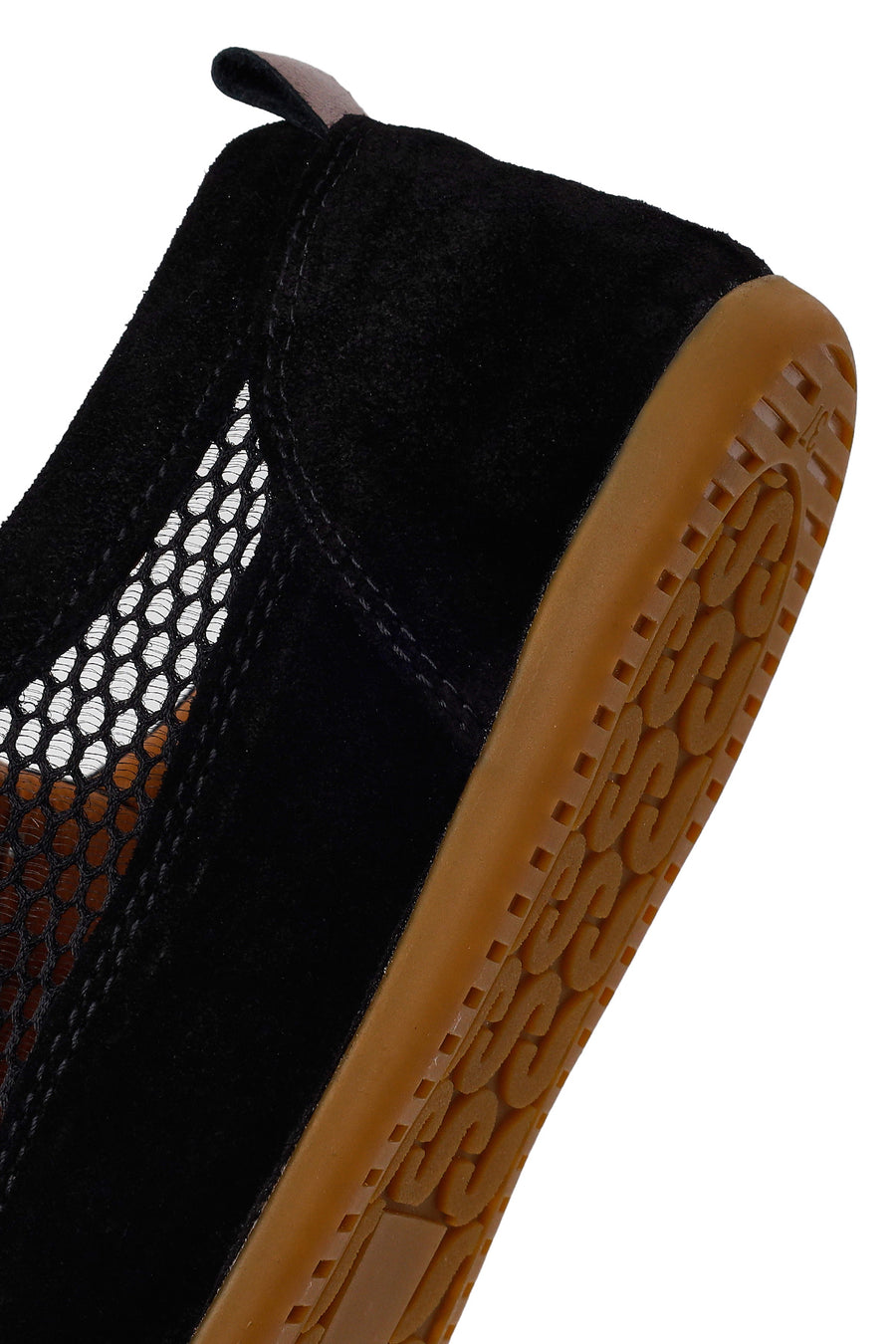 Woman Black Lace-Up Mesh Leather Sneaker