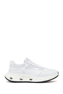 Woman White Lace-Up Thick-Soled Leather Sneaker | Derimod