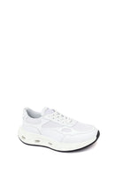 Woman White Lace-Up Thick-Soled Leather Sneaker | Derimod