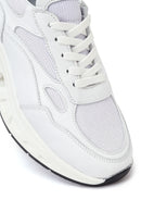 Woman White Lace-Up Thick-Soled Leather Sneaker | Derimod