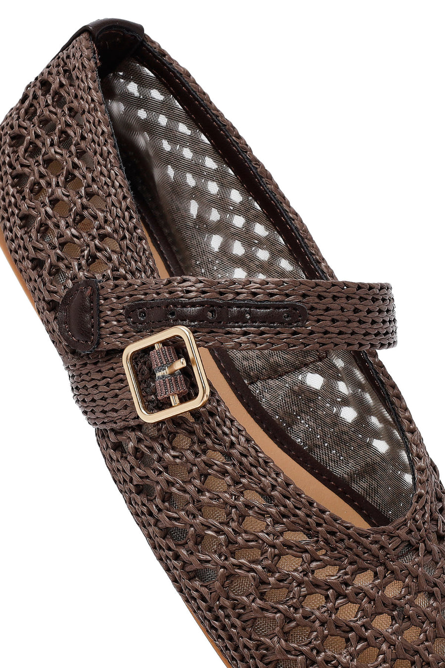 Women's Brown Straw Ballerina