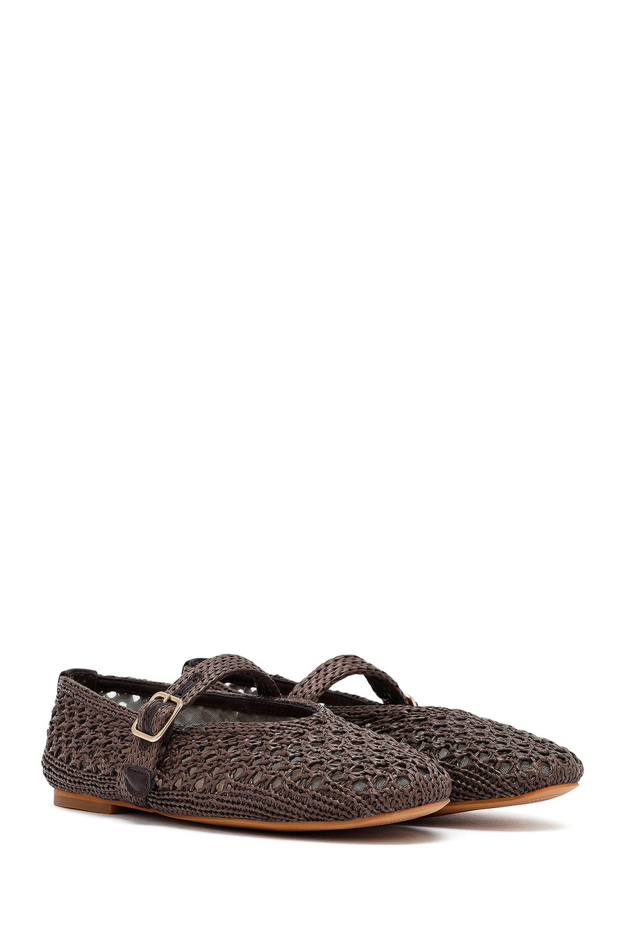 Women's Brown Straw Ballerina