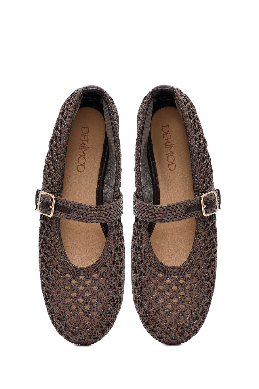Women's Brown Straw Ballerina