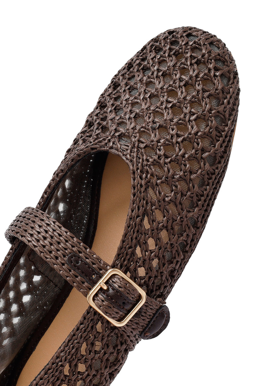 Women's Brown Straw Ballerina