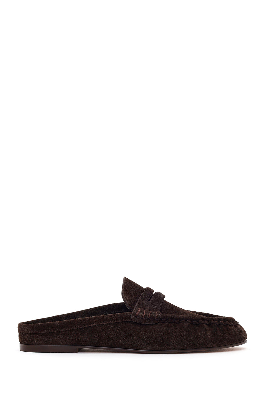 Women's Brown Suede Leather Slippers 26PFD551610 | Derimod