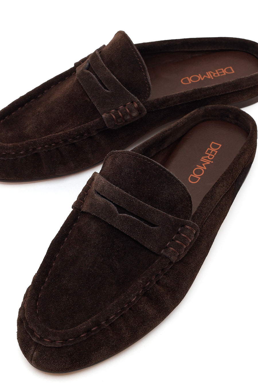 Women's Brown Suede Leather Slippers