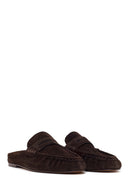 Women's Brown Suede Leather Slippers | Derimod