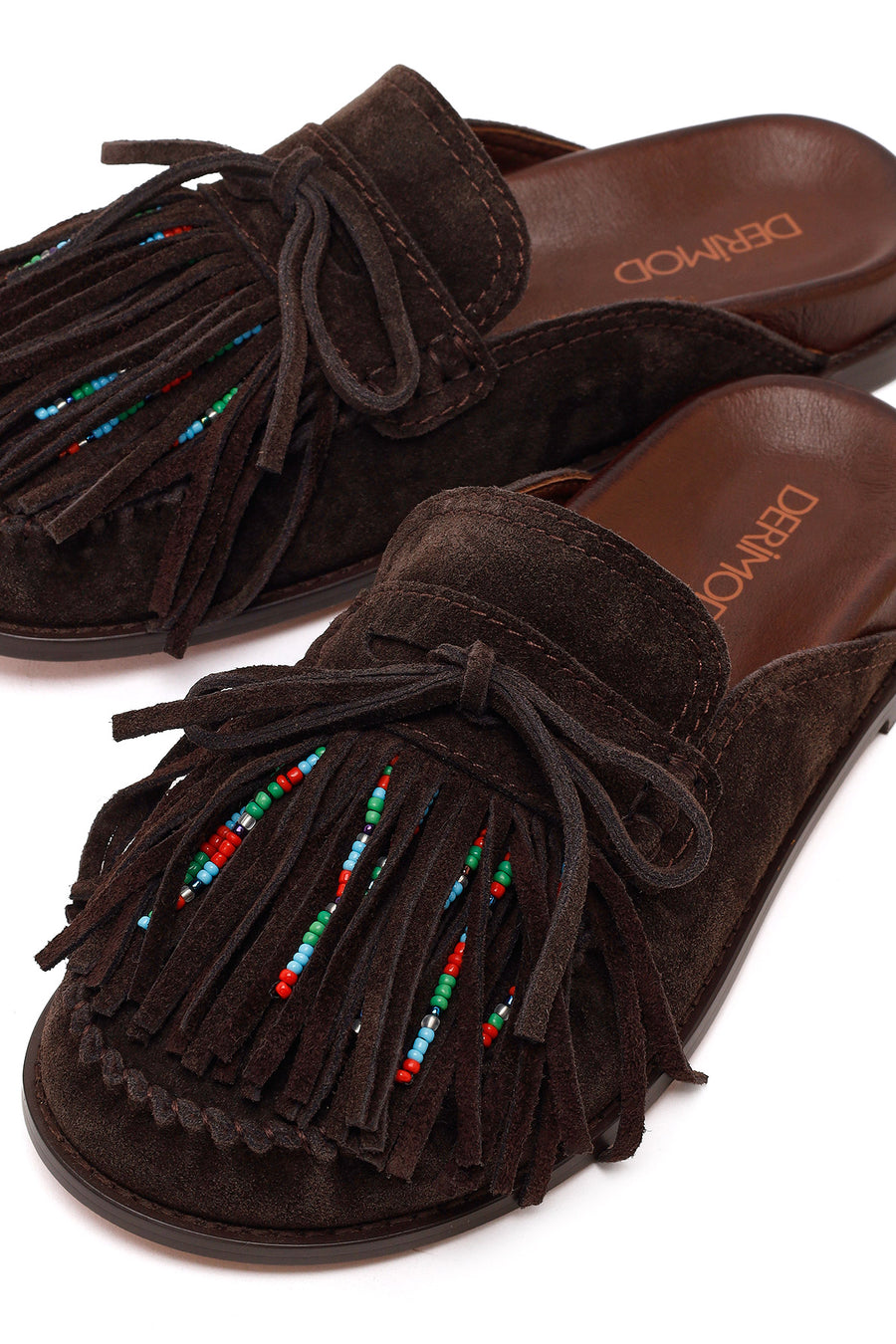 Women's Brown Tassel Suede Leather Slippers