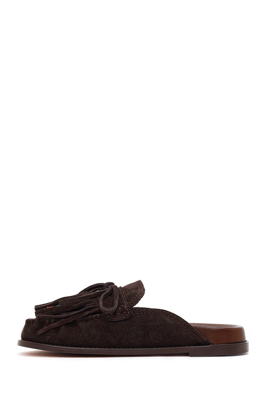 Women's Brown Tassel Suede Leather Slippers