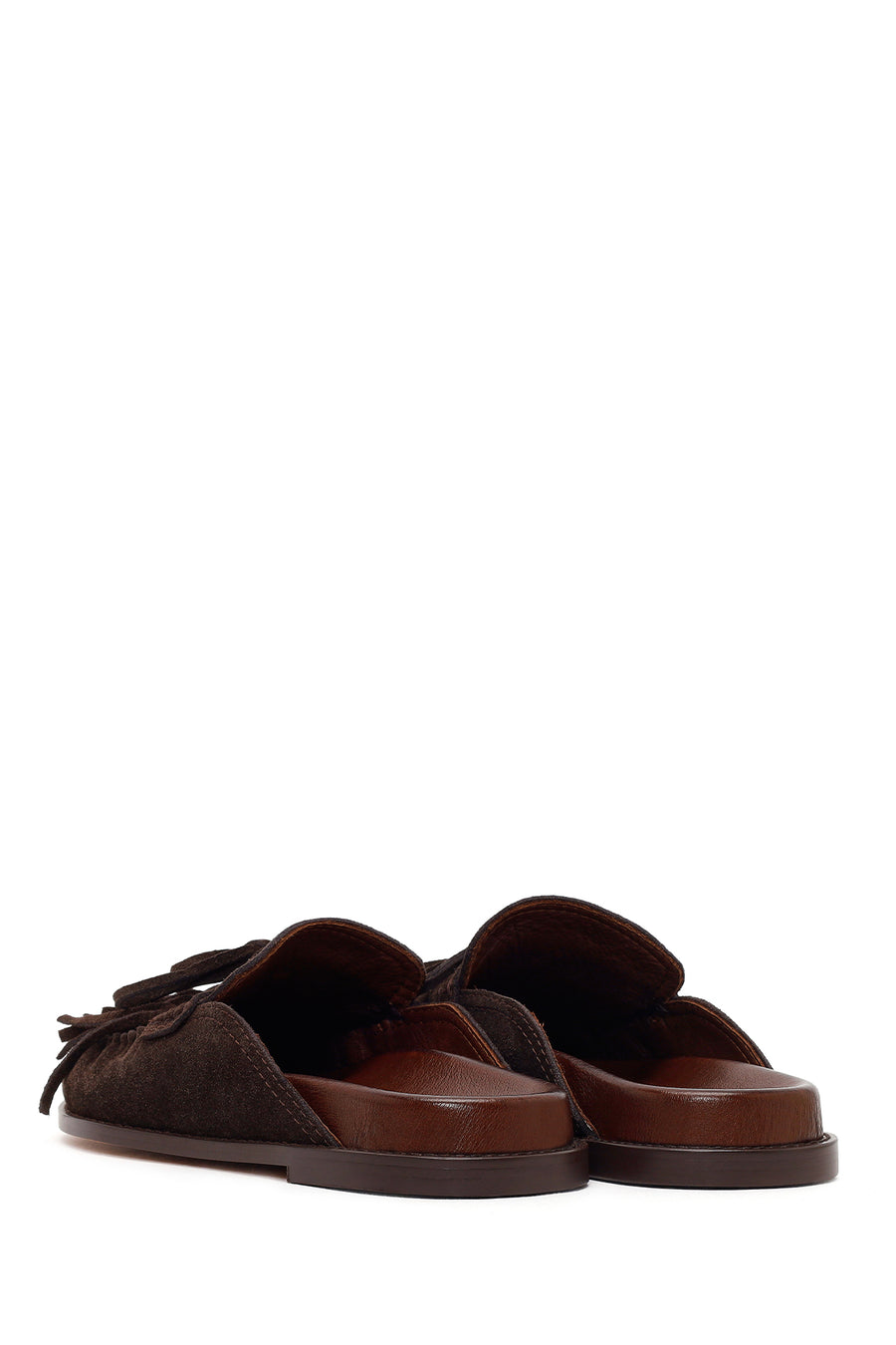 Women's Brown Tassel Suede Leather Slippers