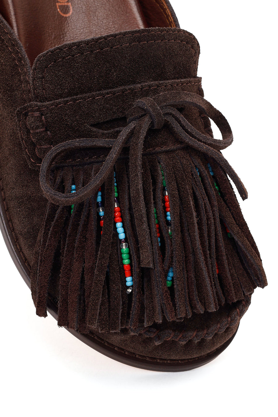 Women's Brown Tassel Suede Leather Slippers