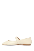 Kadın Krem Tokalı Deri Babet | Derimod