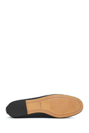 Woman Black Leather Ballerine Shoes | Derimod
