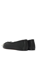 Woman Black Leather Ballerine Shoes | Derimod