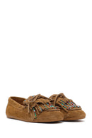 Women's Tan Tassel Suede Leather Loafer | Derimod
