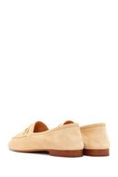 Women's Beige Buckle Suede Leather Loafer | Derimod