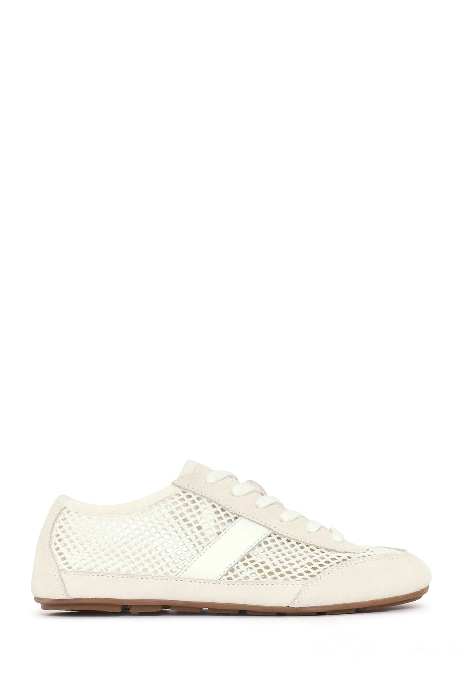 Women's White Lace-Up Mesh Leather Sneaker 26PFD552714 | Derimod