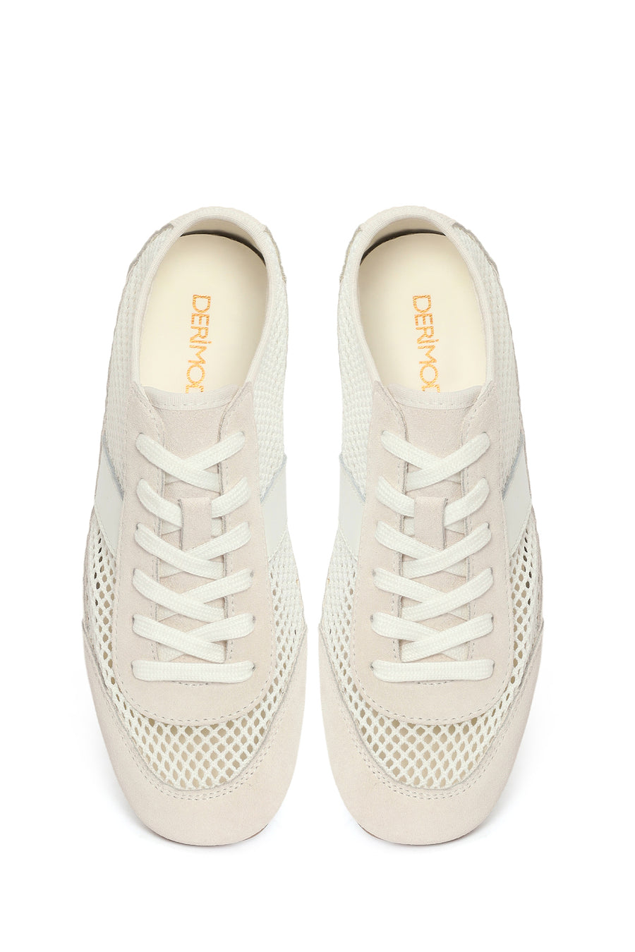 Women's White Lace-Up Mesh Leather Sneaker