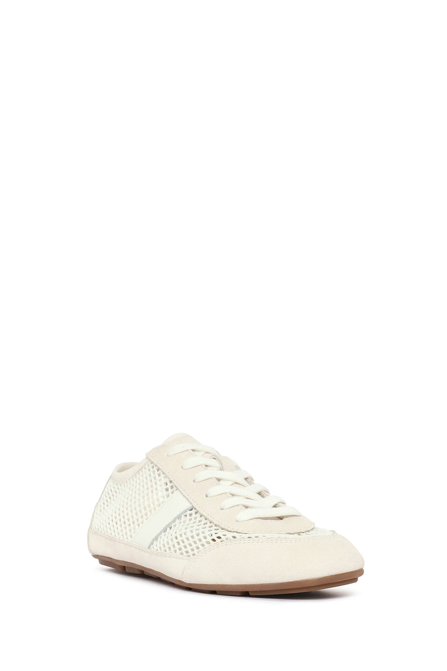 Women's White Lace-Up Mesh Leather Sneaker