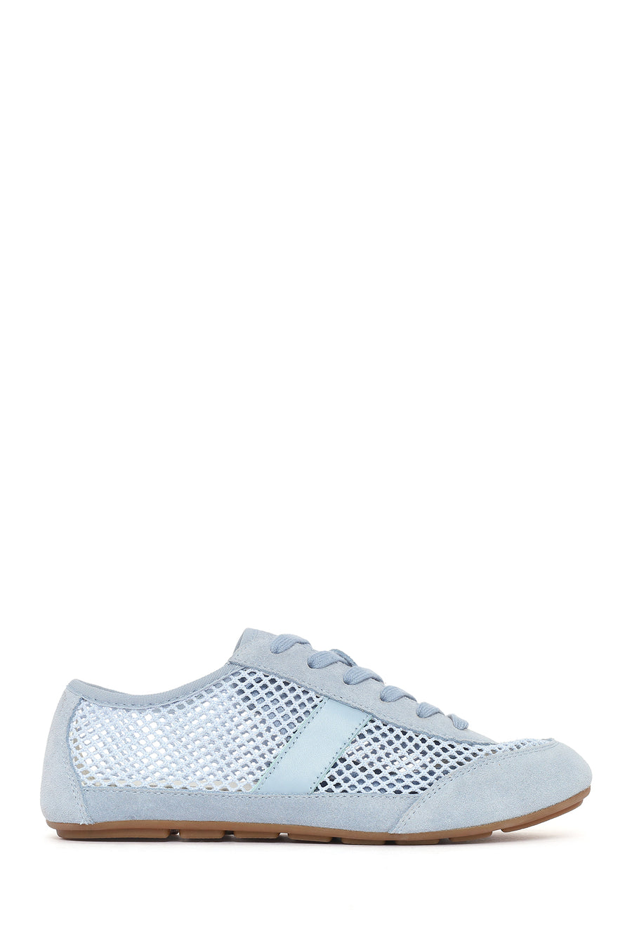 Women's Blue Lace-Up Mesh Leather Sneaker 26PFD552714 | Derimod