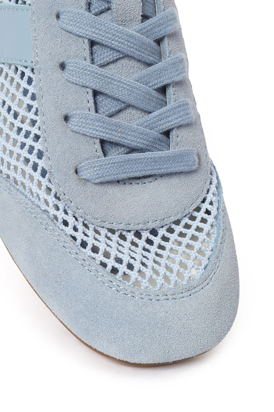 Women's Blue Lace-Up Mesh Leather Sneaker