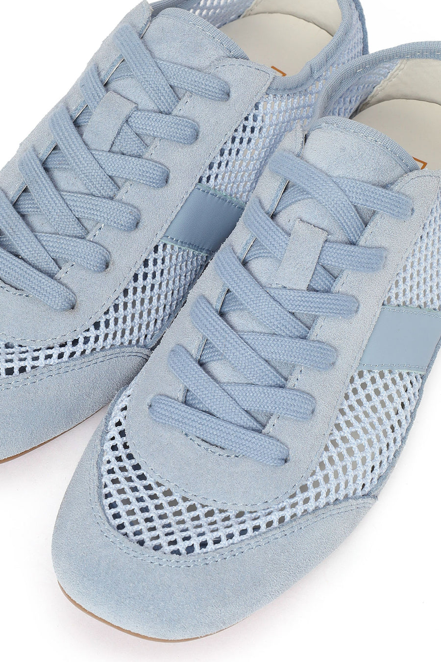 Women's Blue Lace-Up Mesh Leather Sneaker