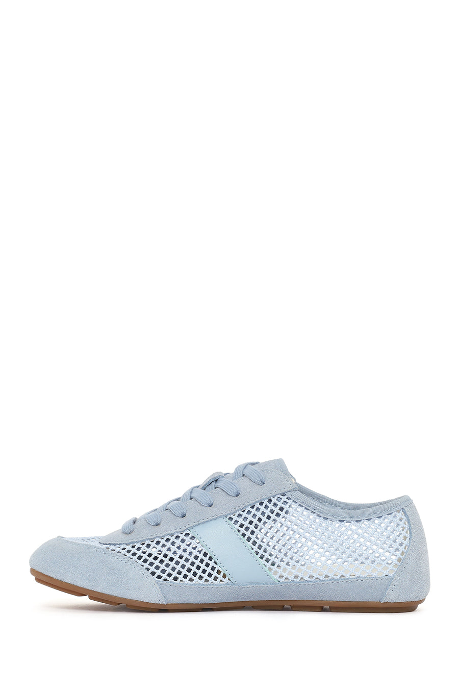 Women's Blue Lace-Up Mesh Leather Sneaker