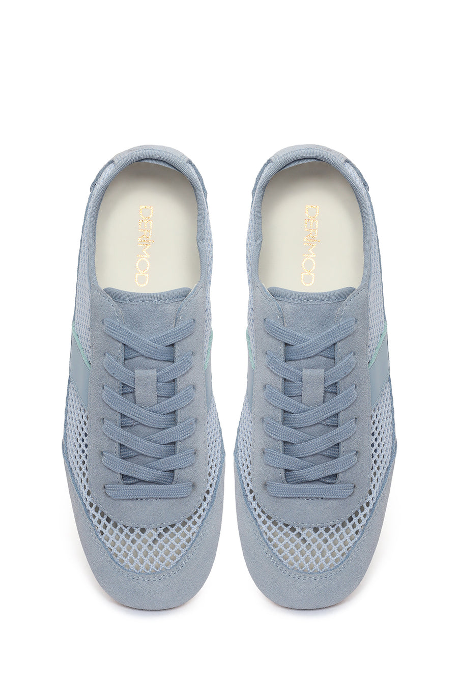 Women's Blue Lace-Up Mesh Leather Sneaker