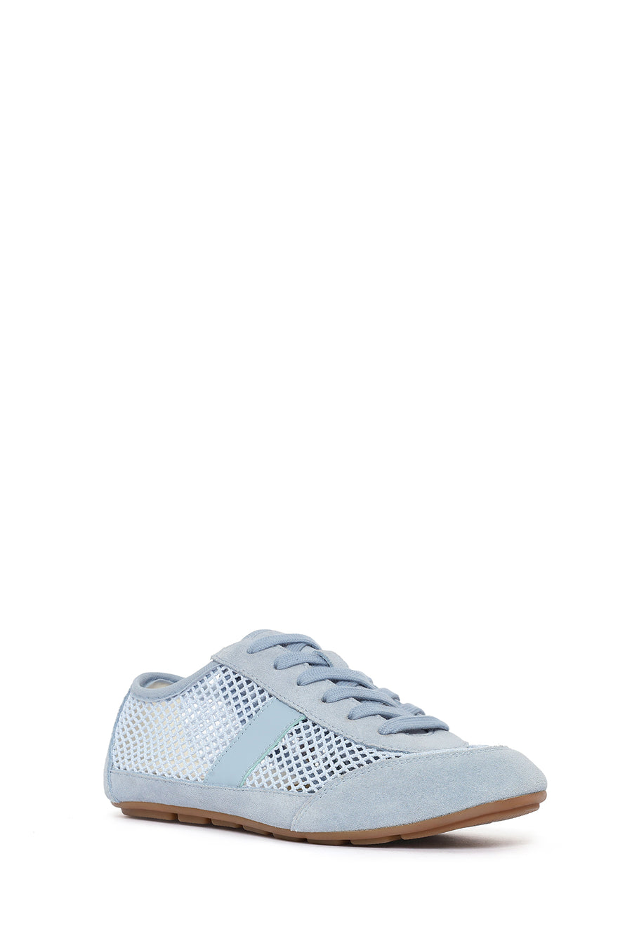 Women's Blue Lace-Up Mesh Leather Sneaker