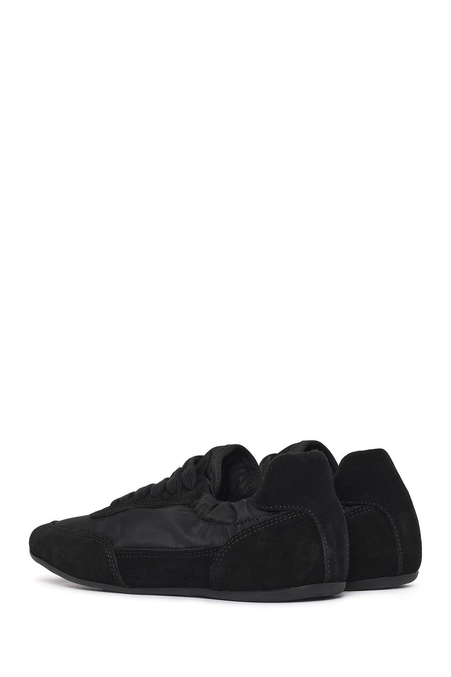 Women's Black Lace-Up Leather Sneaker