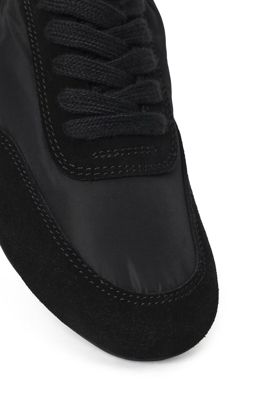 Women's Black Lace-Up Leather Sneaker