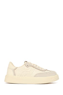 Woman Beige Thick-Soled Lace-Up Sneakers | Derimod