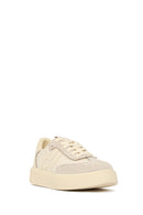 Woman Beige Thick-Soled Lace-Up Sneakers | Derimod
