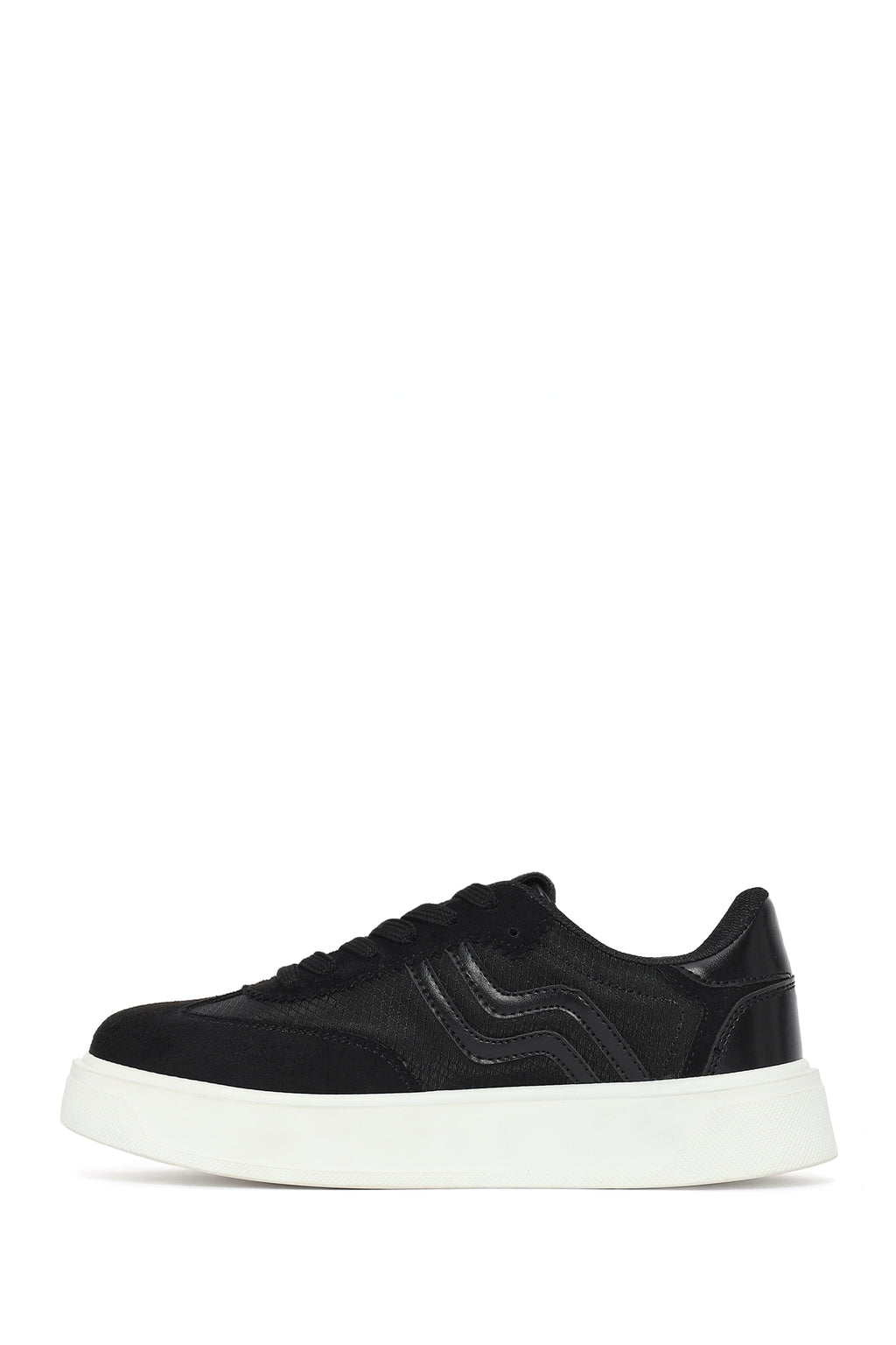 Kadın Siyah Kalın Tabanlı Bağcıklı Sneaker